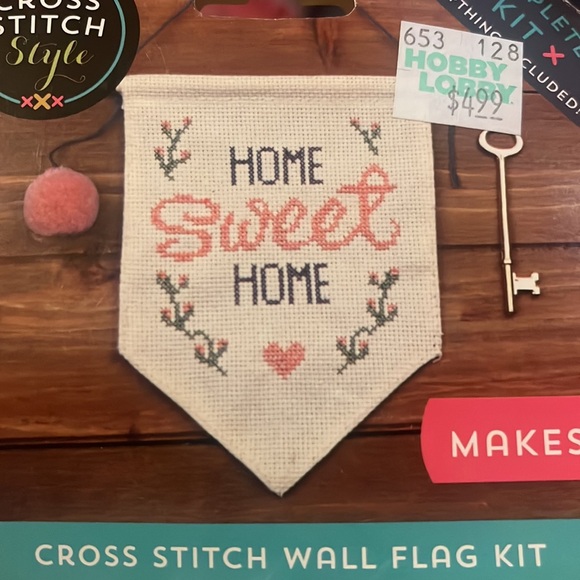 Cross Stitch Style HOME SWEET HOME Complete Kit 4x6" Wall Flag NWT - Picture 7 of 7